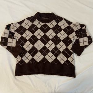 Brown, Plaid Sweater